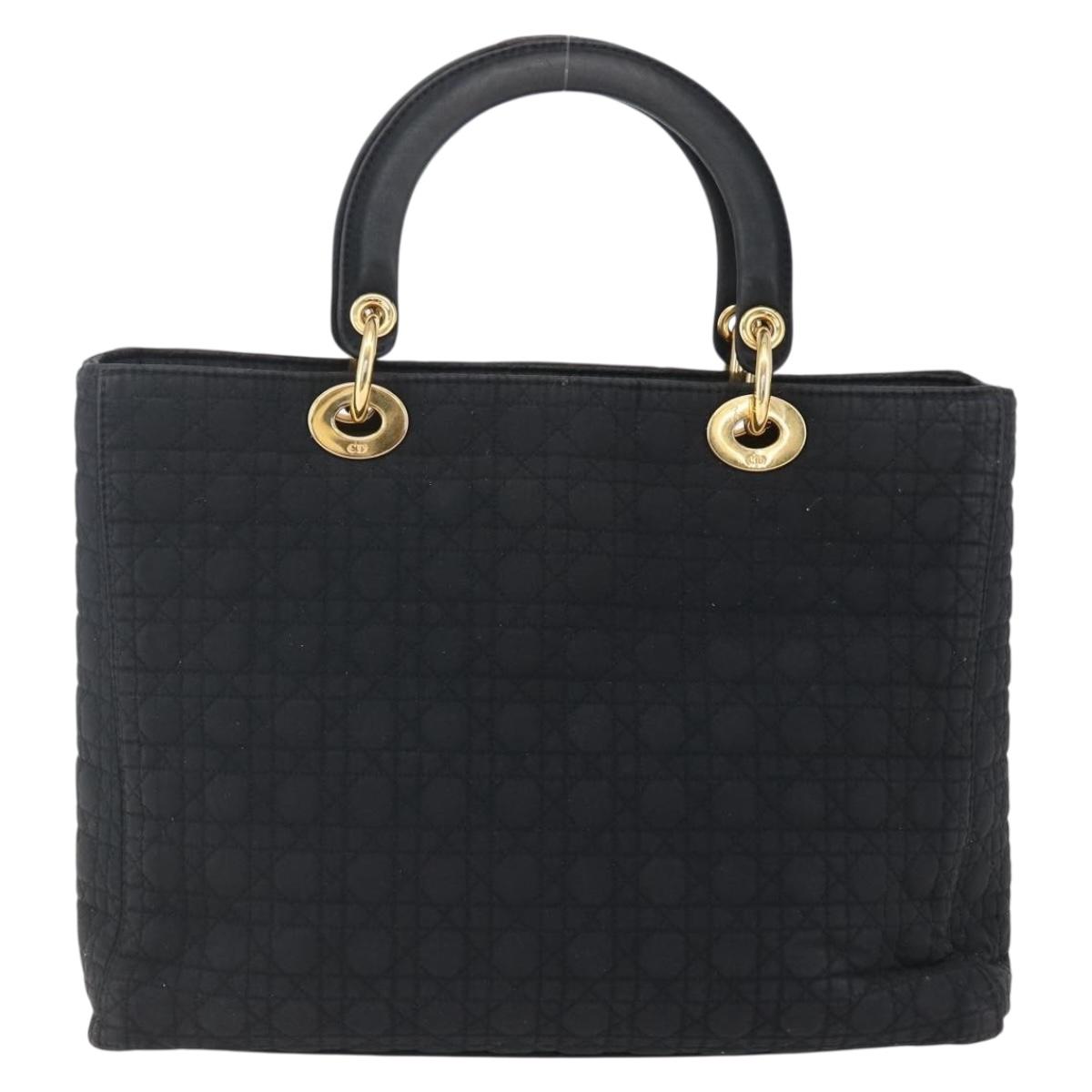 Christian Dior Canage Hand Bag Black Gold Auth 149311