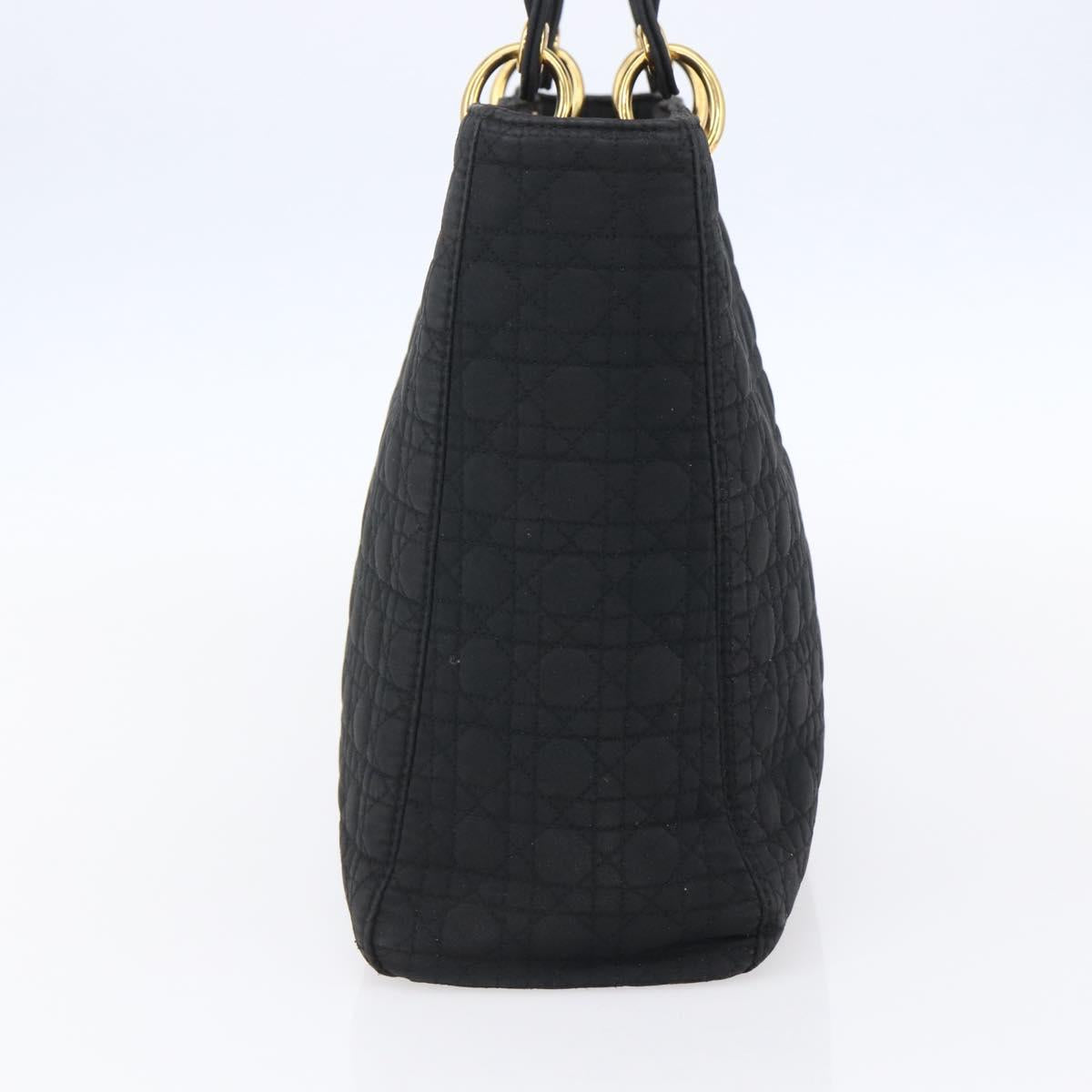 Christian Dior Canage Hand Bag Black Gold Auth 149311