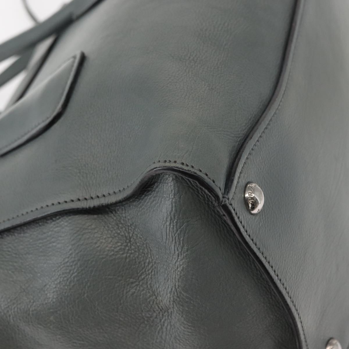 PRADA Hand Bag Leather Gray Silver Auth 149313