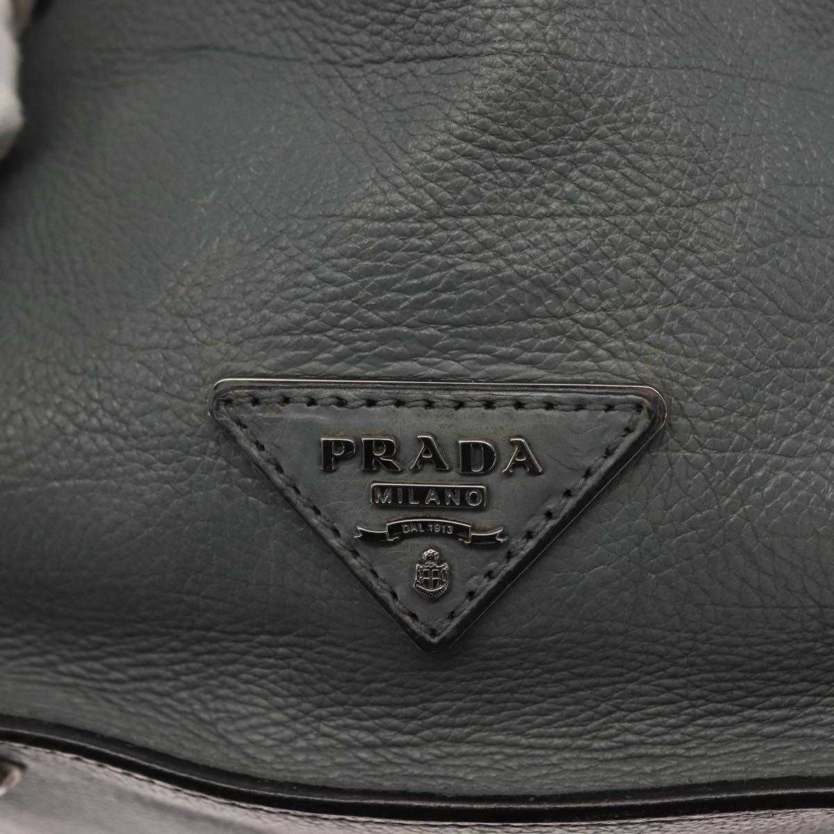PRADA Hand Bag Leather Gray Silver Auth 149313