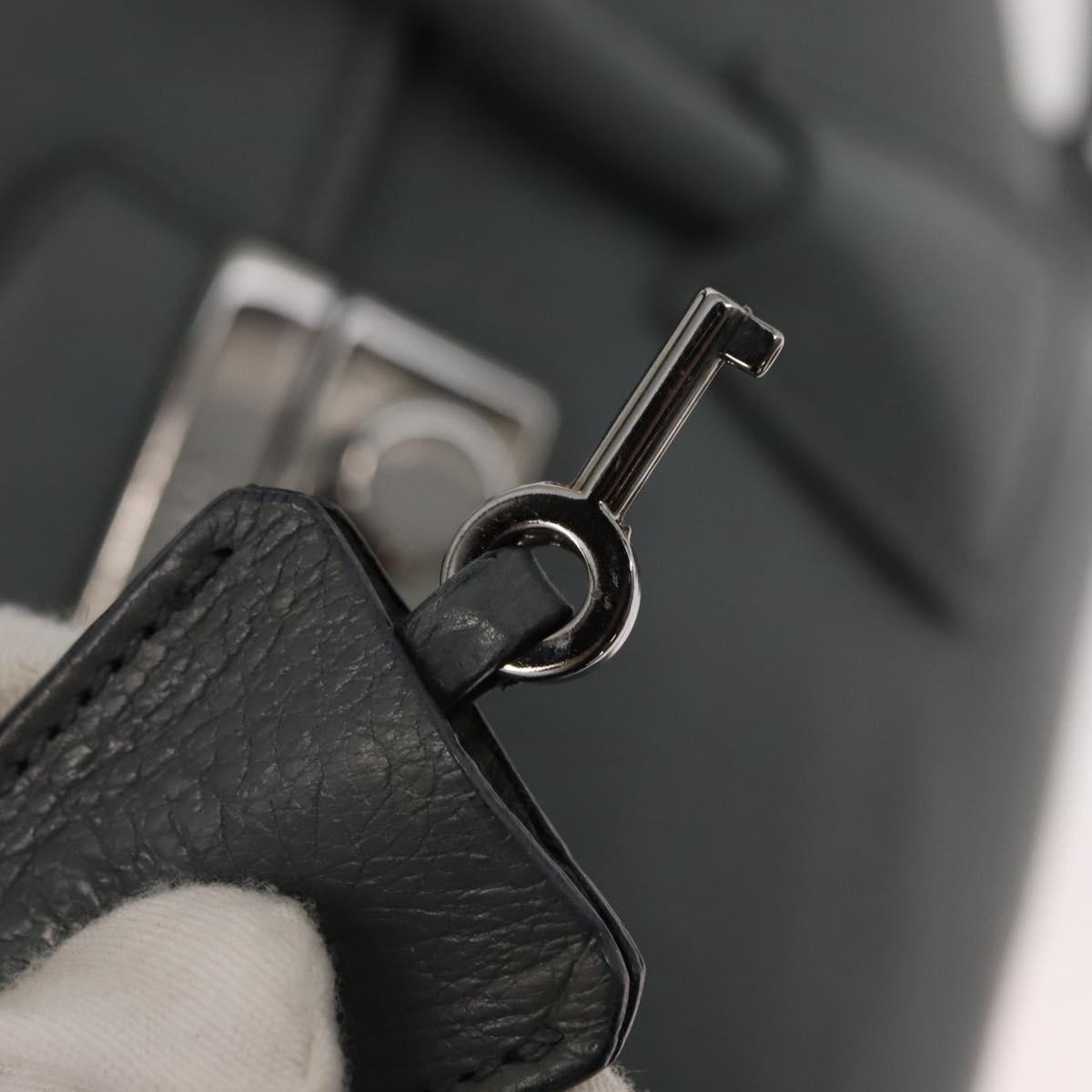 PRADA Hand Bag Leather Gray Silver Auth 149313