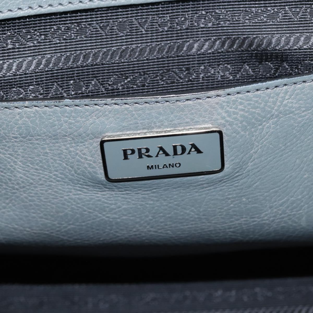 PRADA Hand Bag Leather Gray Silver Auth 149313