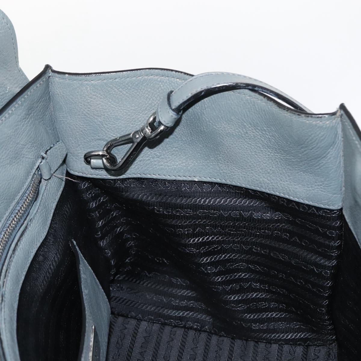 PRADA Hand Bag Leather Gray Silver Auth 149313