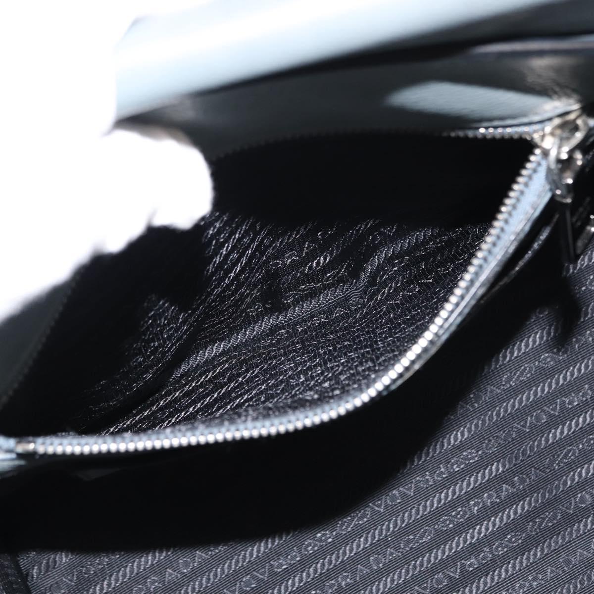 PRADA Hand Bag Leather Gray Silver Auth 149313