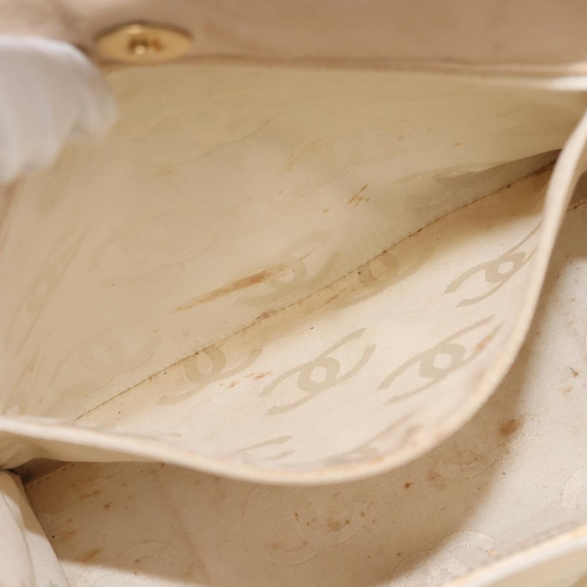 CHANEL Camelia Tote Bag Patent leather Beige Gold CC Auth 149325