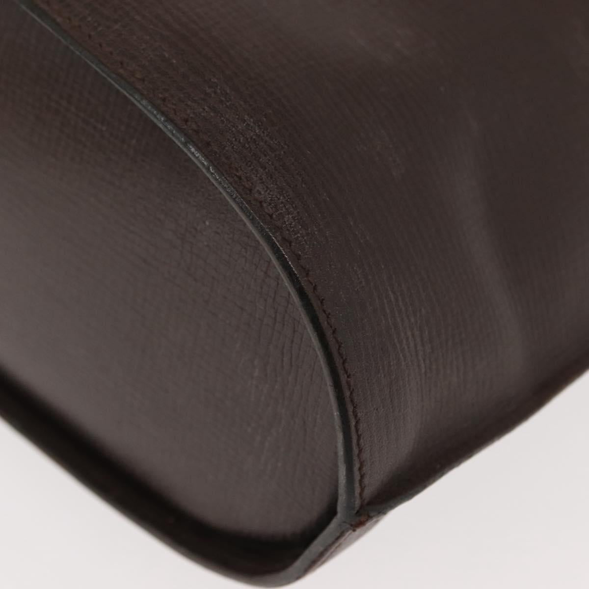 FENDI Hand Bag Leather Brown Gold Auth 149326