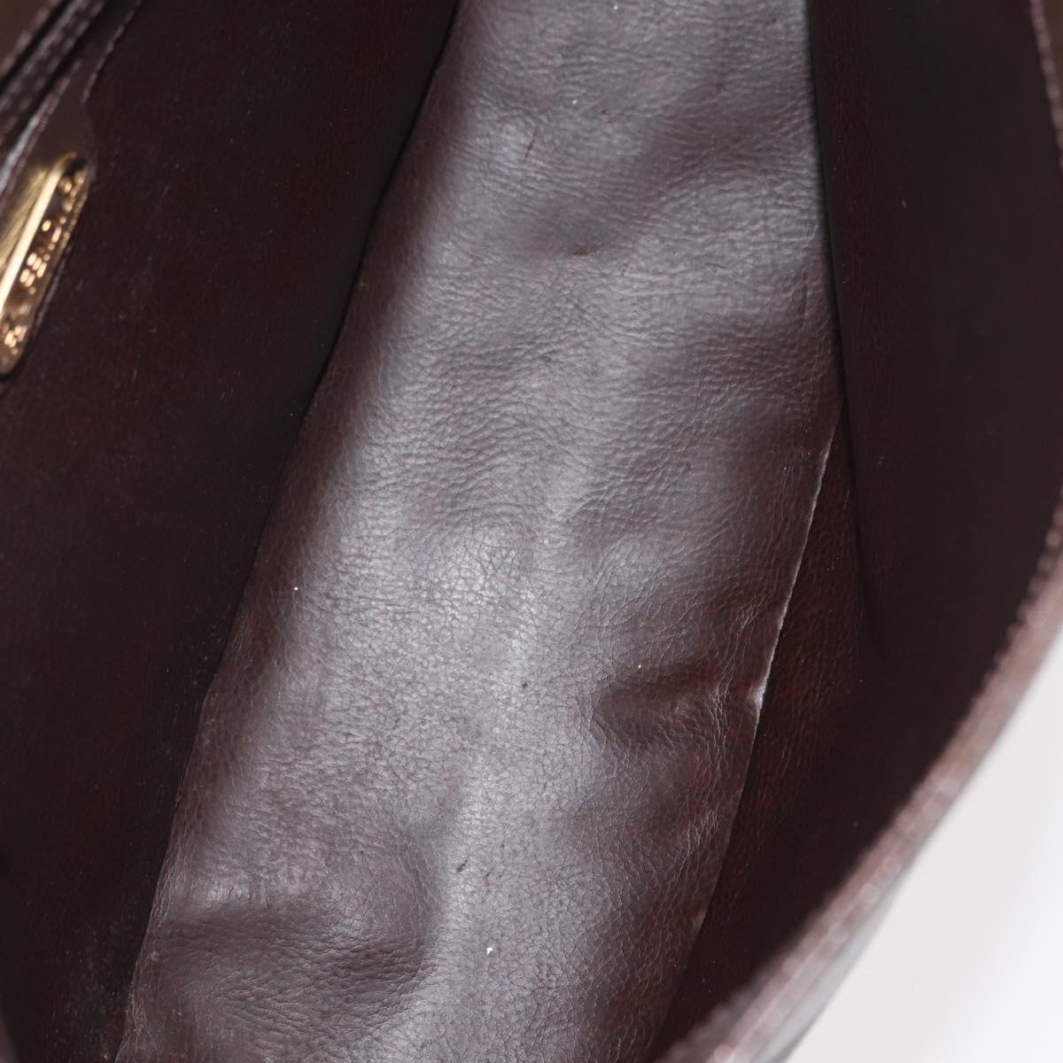 FENDI Hand Bag Leather Brown Gold Auth 149326