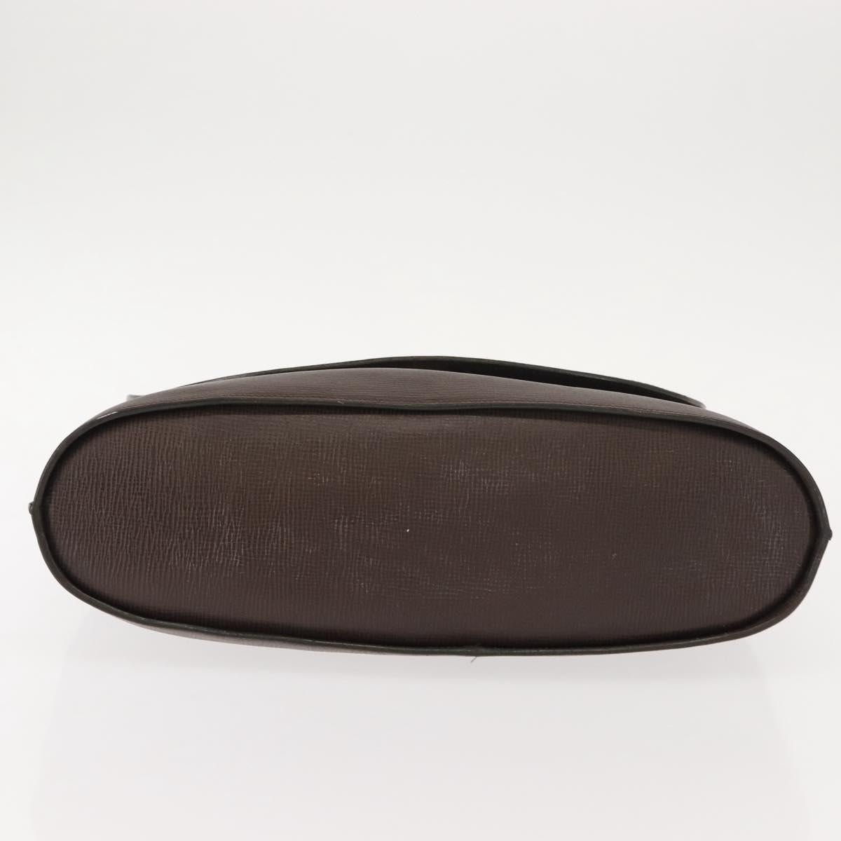 FENDI Hand Bag Leather Brown Gold Auth 149326