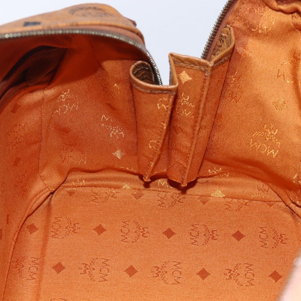 MCM Logogram Vicetos Boston Bag PVC Leather Brown Gold Auth 149334