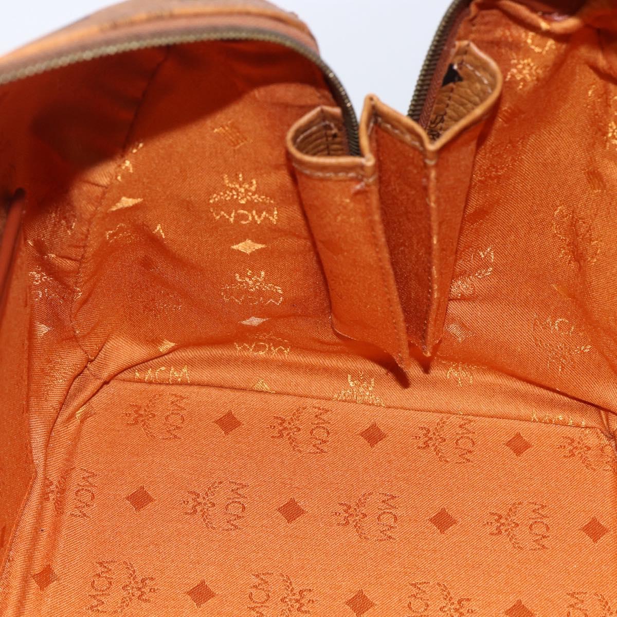 MCM Logogram Vicetos Boston Bag PVC Leather Brown Gold Auth 149334