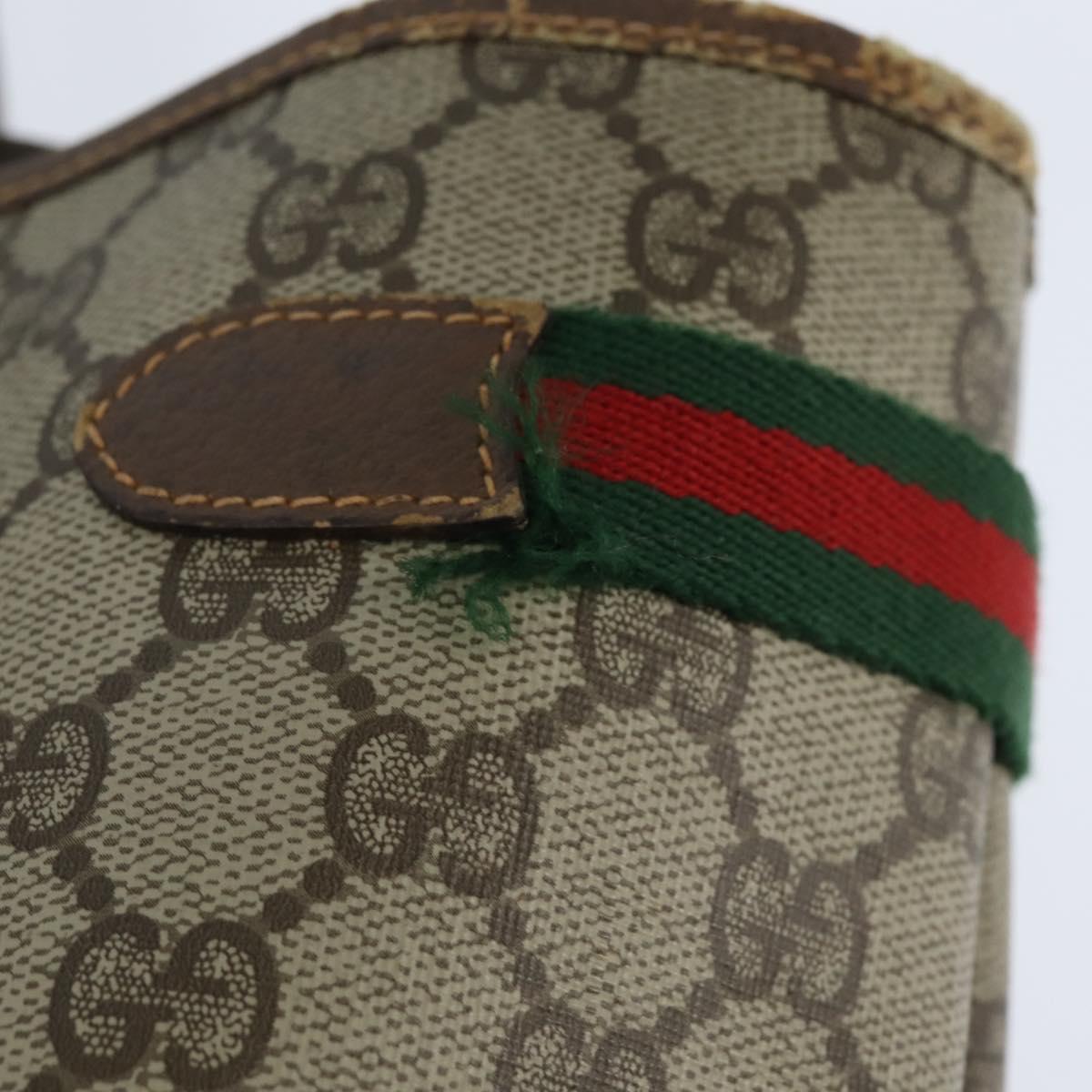 GUCCI GG Supreme Web Sherry Line Tote Bag PVC Beige Gold 39 02 091 Auth 149350