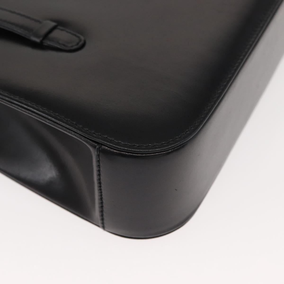 GUCCI Hand Bag Leather Black Gold Auth 149354