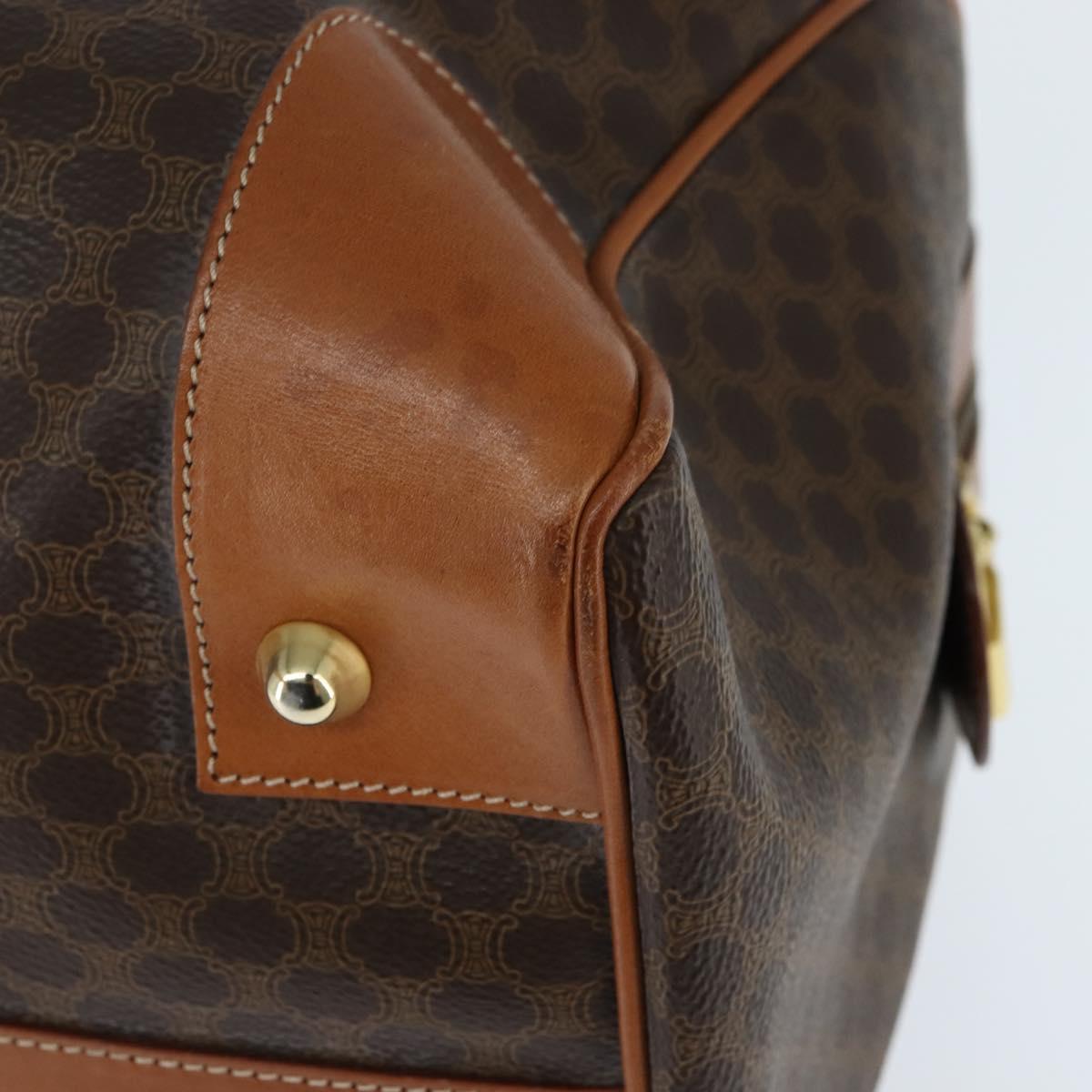 CELINE Macadam Canvas Boston Bag PVC Brown Gold Auth 149357