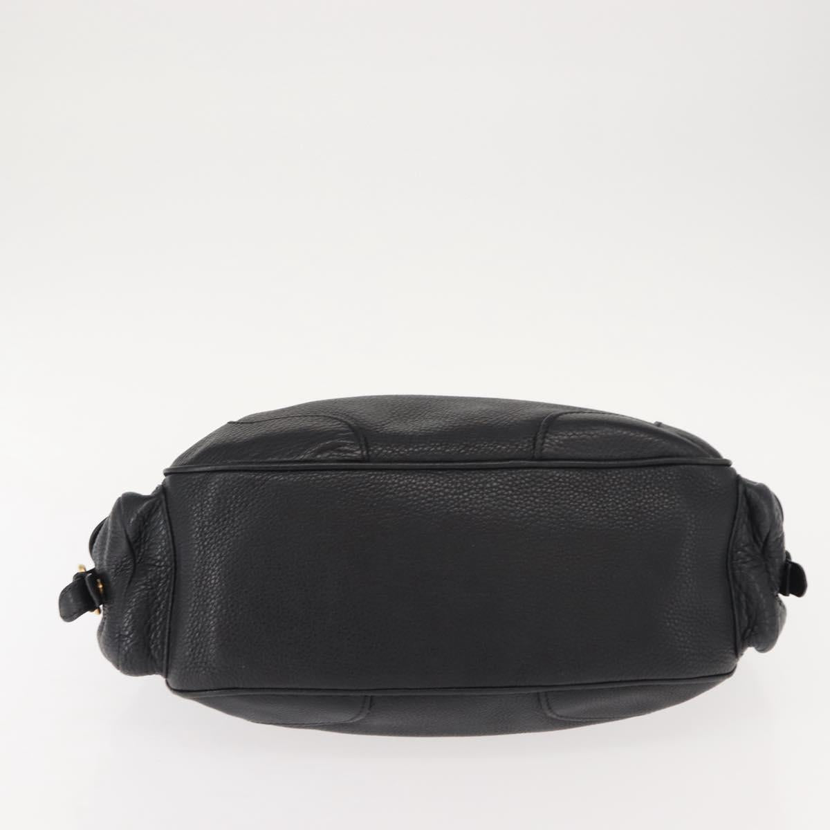 PRADA Shoulder Bag Leather Black Gold Auth 149362