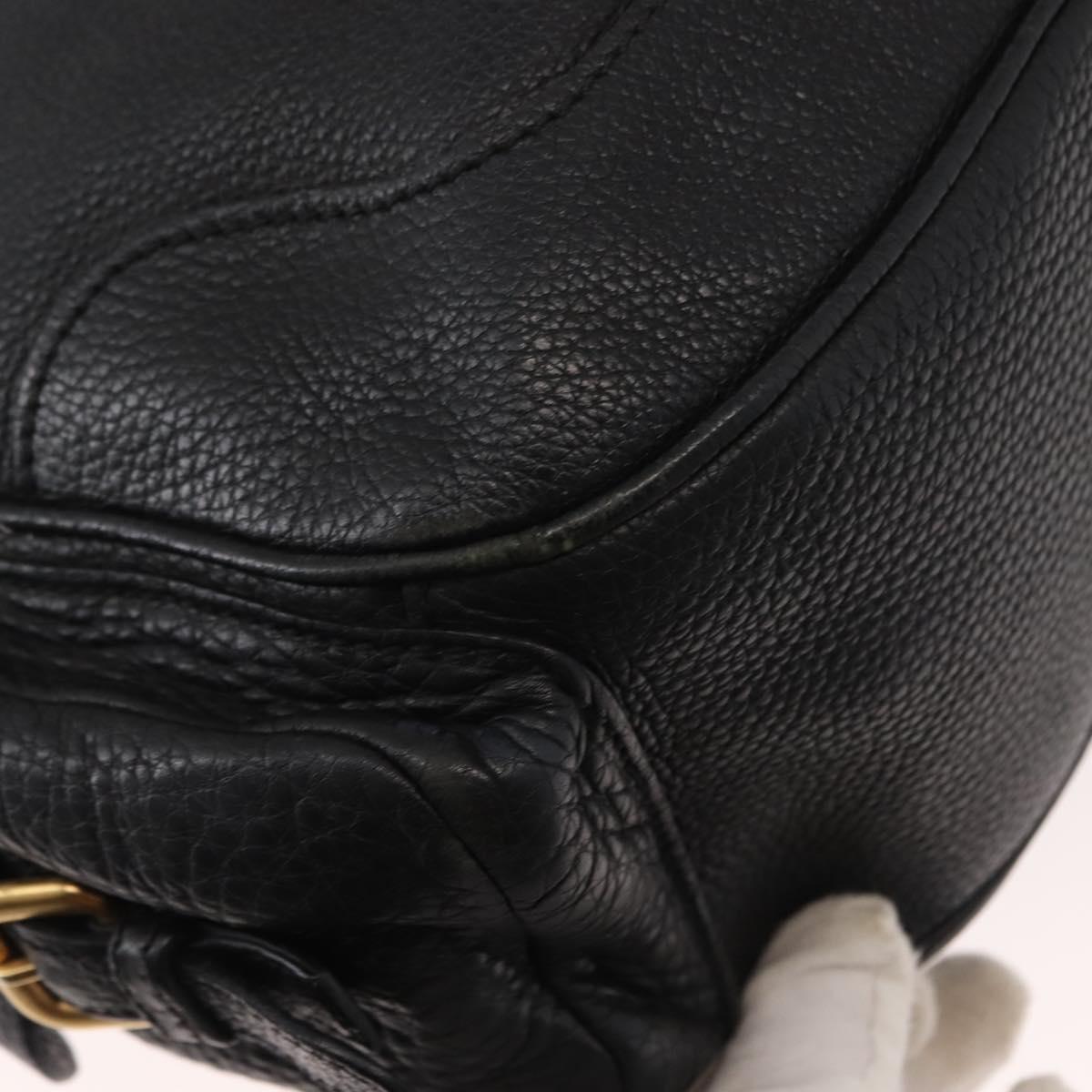 PRADA Shoulder Bag Leather Black Gold Auth 149362