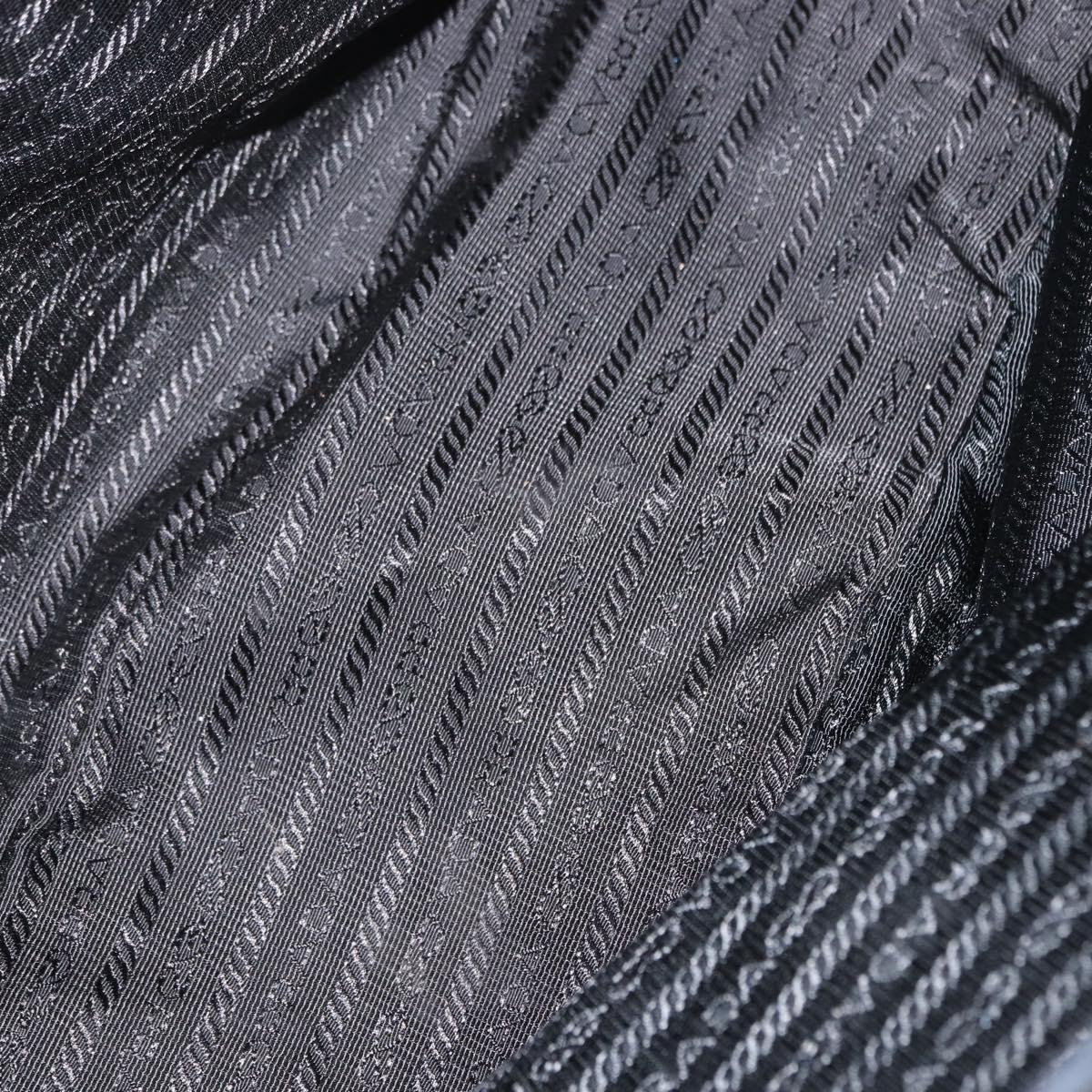 PRADA Shoulder Bag Leather Black Gold Auth 149362