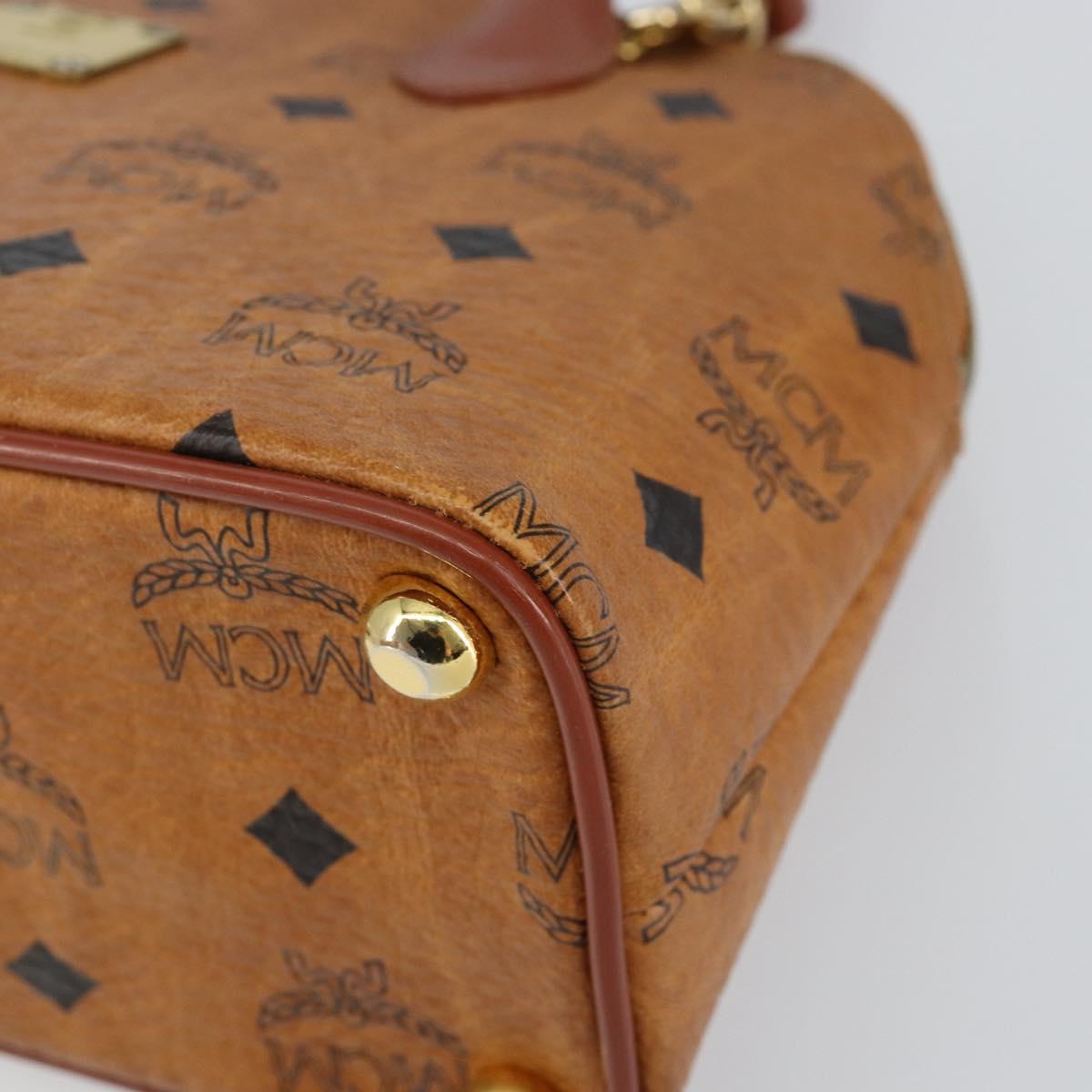 MCM Logogram Vicetos Hand Bag PVC Leather 2way Brown Gold Auth 149366