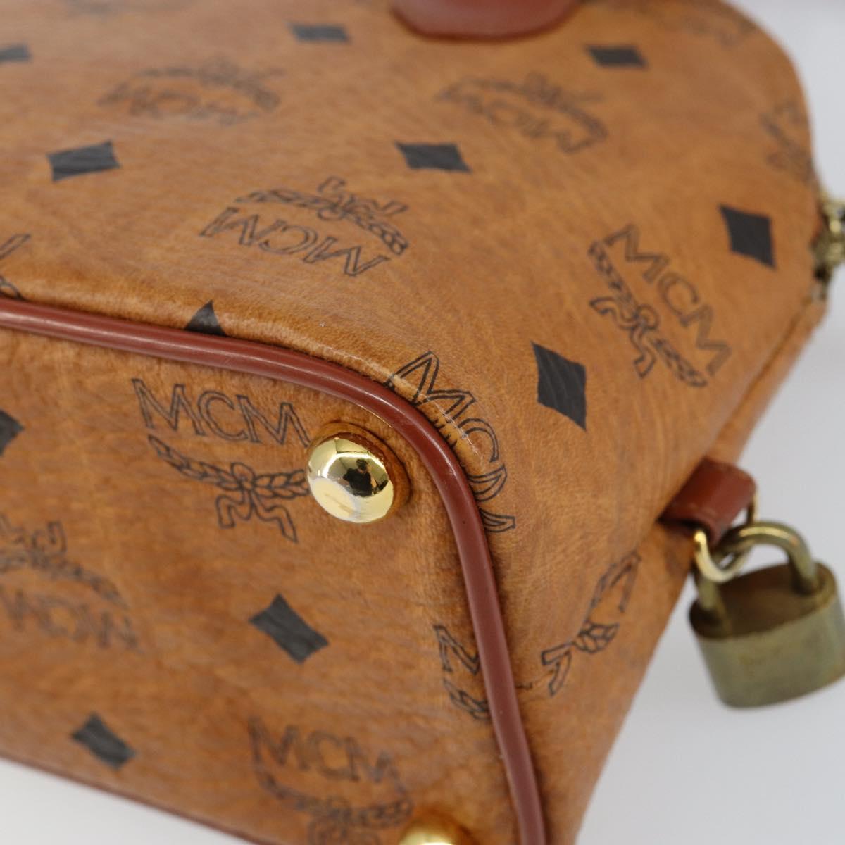 MCM Logogram Vicetos Hand Bag PVC Leather 2way Brown Gold Auth 149366