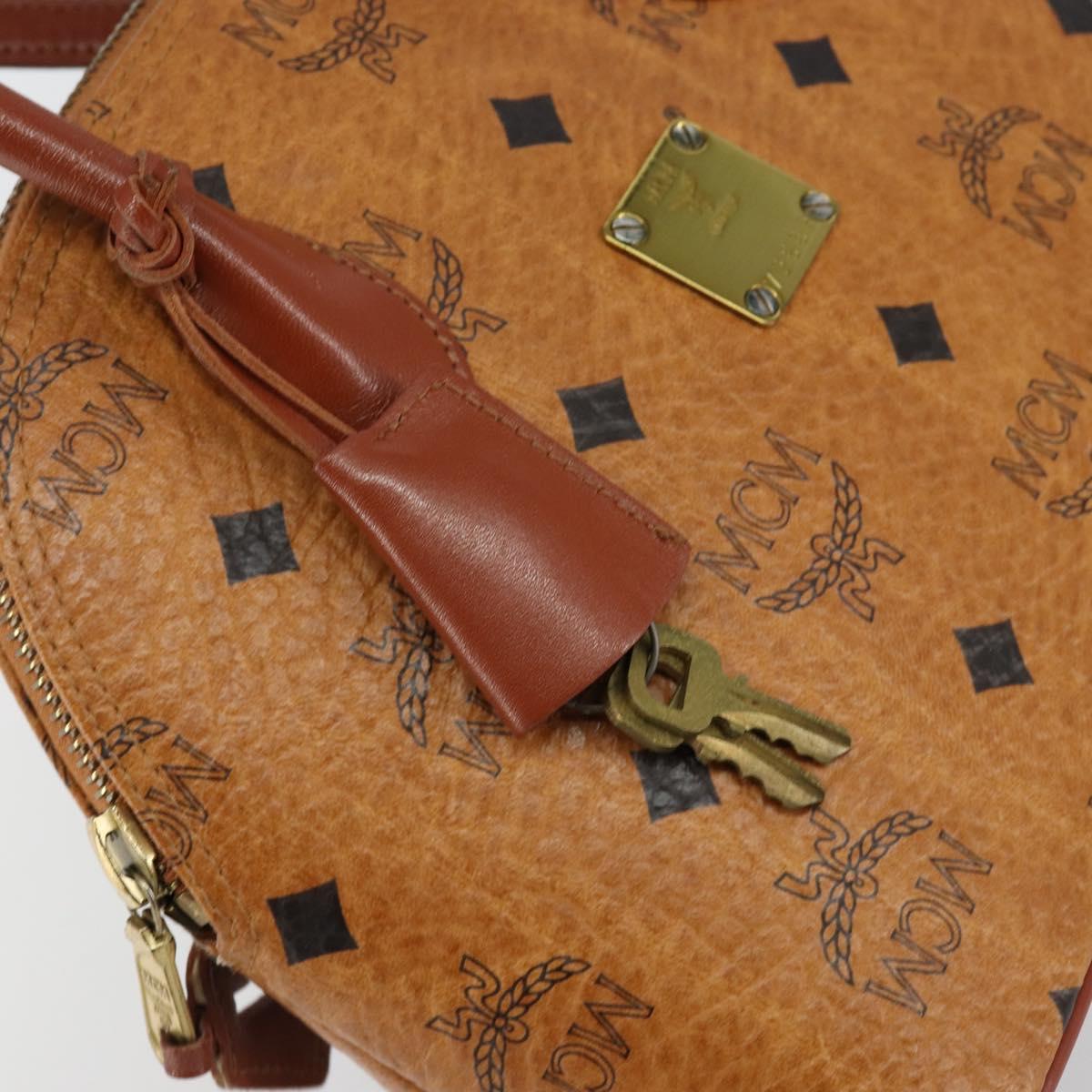 MCM Logogram Vicetos Hand Bag PVC Leather 2way Brown Gold Auth 149366
