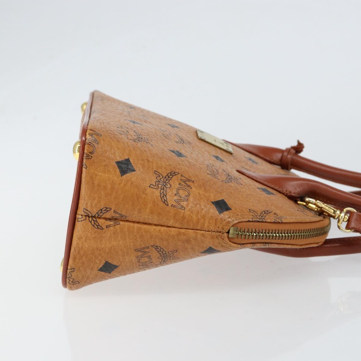 MCM Logogram Vicetos Hand Bag PVC Leather 2way Brown Gold Auth 149366