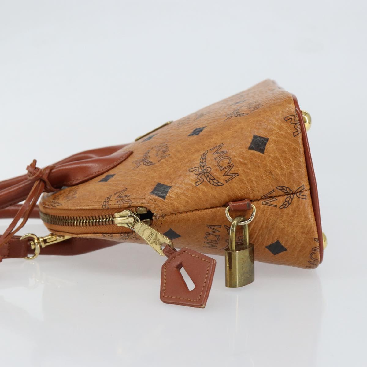 MCM Logogram Vicetos Hand Bag PVC Leather 2way Brown Gold Auth 149366