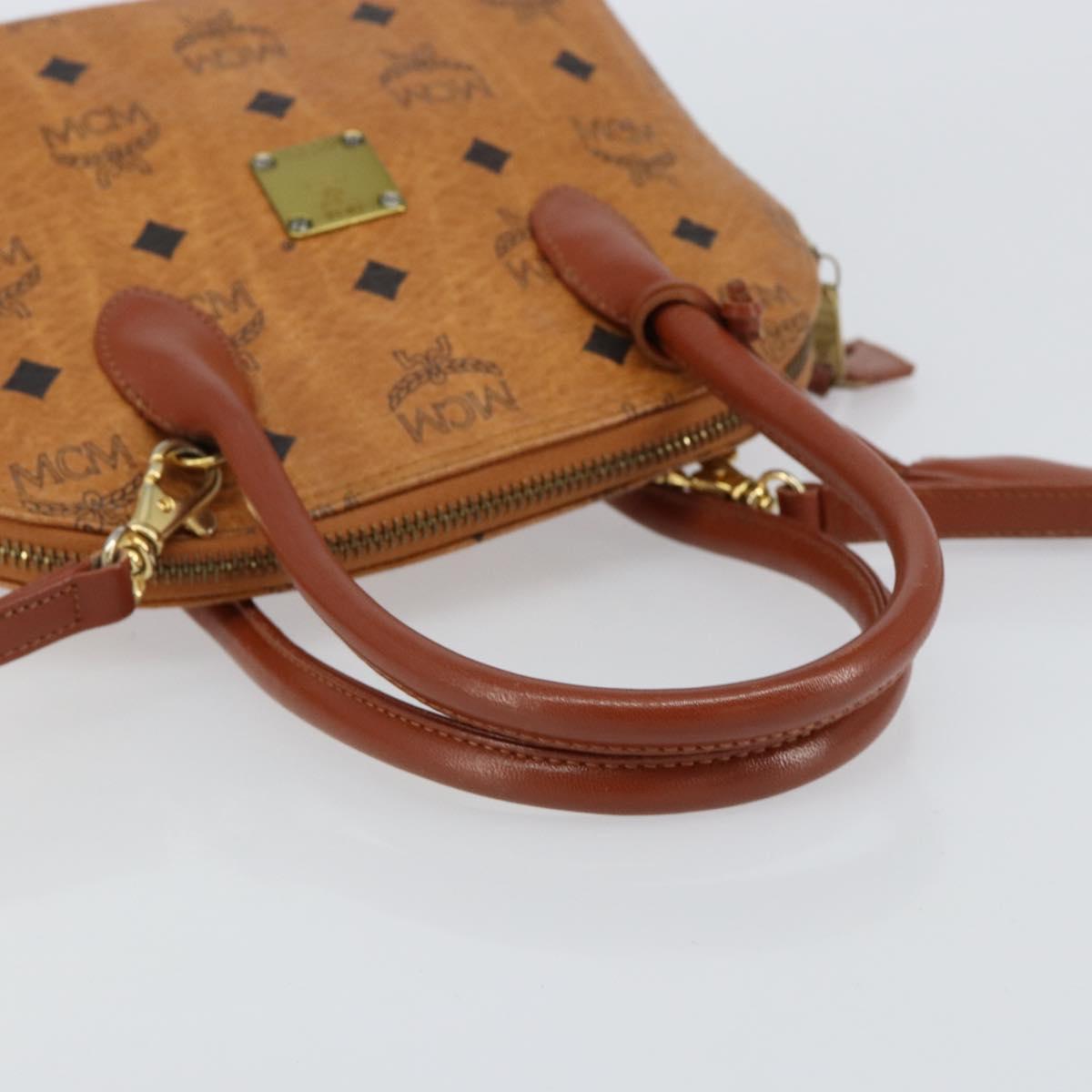 MCM Logogram Vicetos Hand Bag PVC Leather 2way Brown Gold Auth 149366