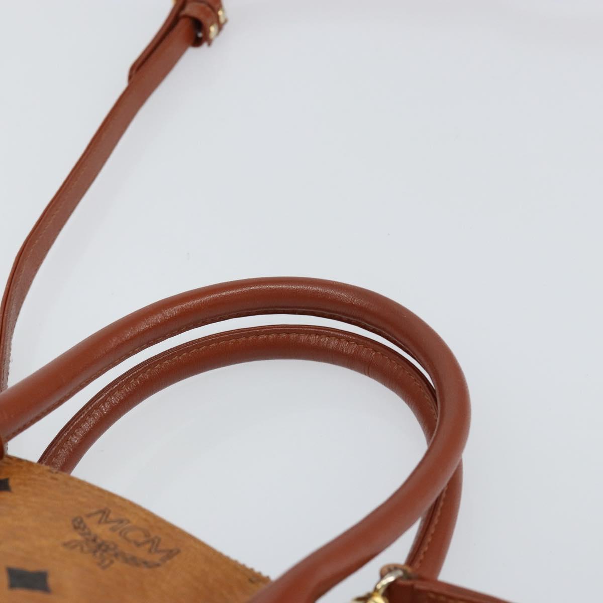 MCM Logogram Vicetos Hand Bag PVC Leather 2way Brown Gold Auth 149366