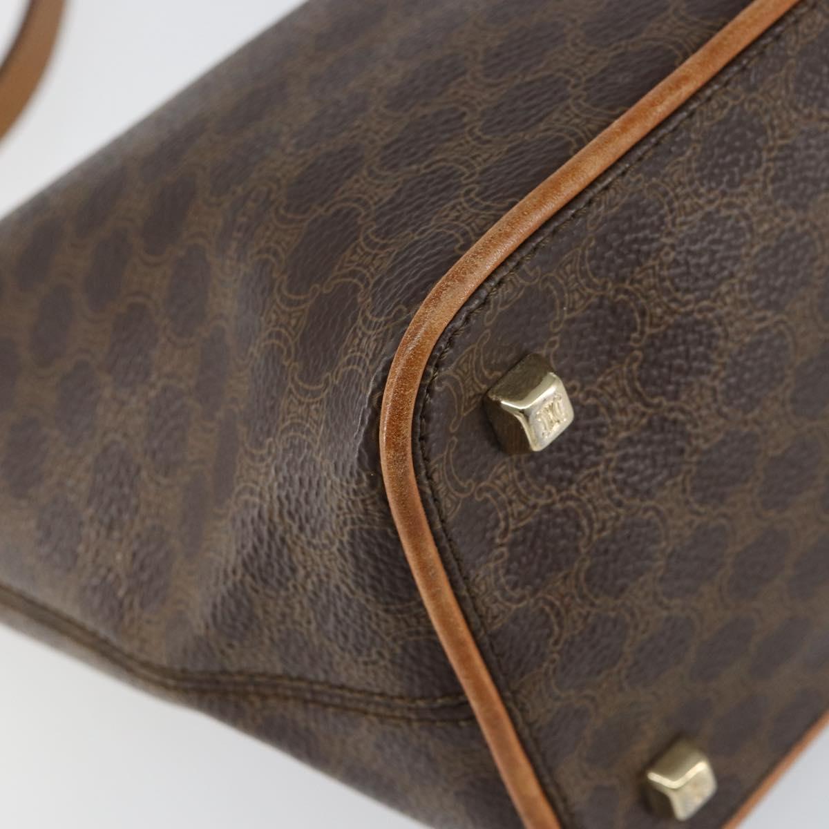 CELINE Macadam Canvas Shoulder Bag PVC Leather Brown Gold Auth 149367