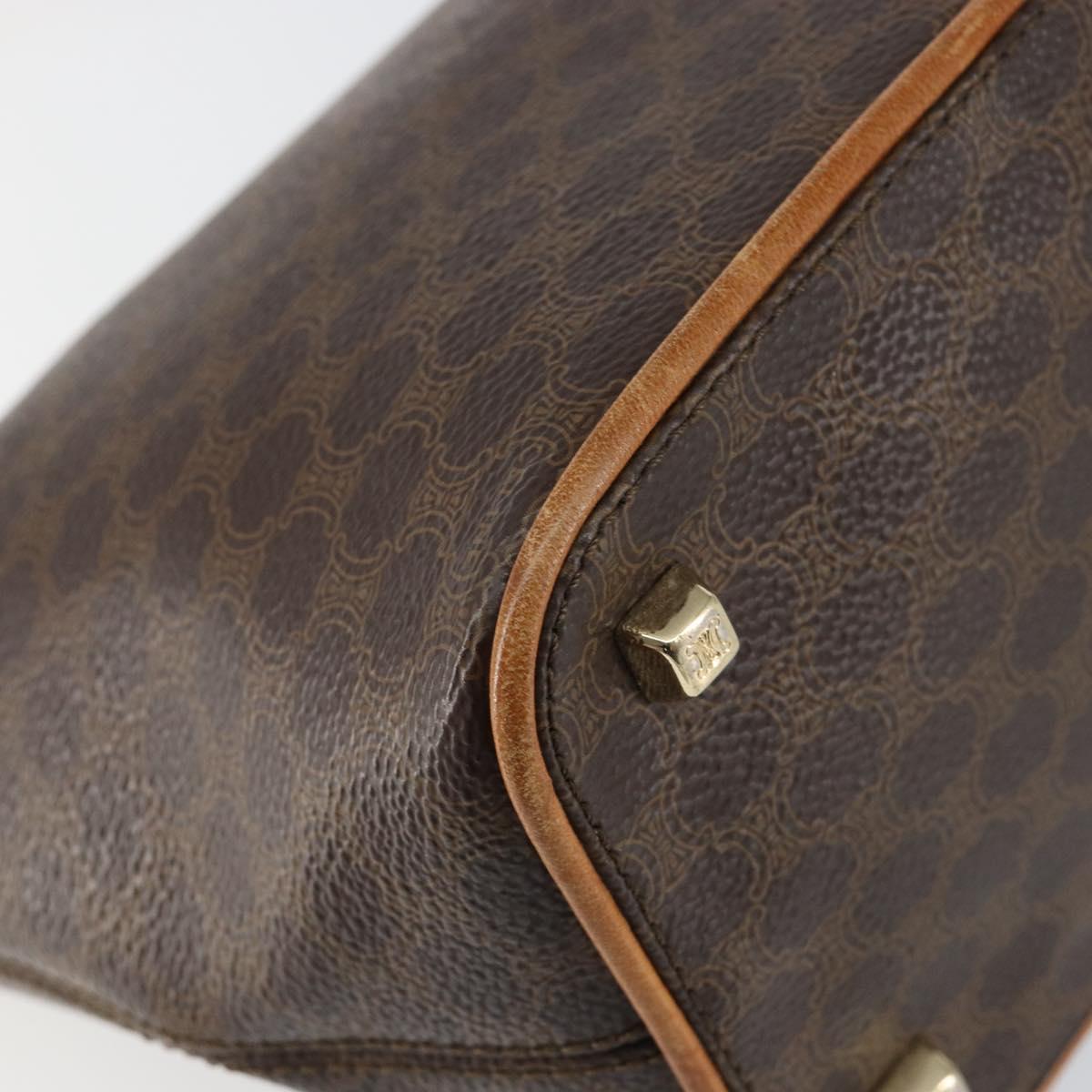 CELINE Macadam Canvas Shoulder Bag PVC Leather Brown Gold Auth 149367