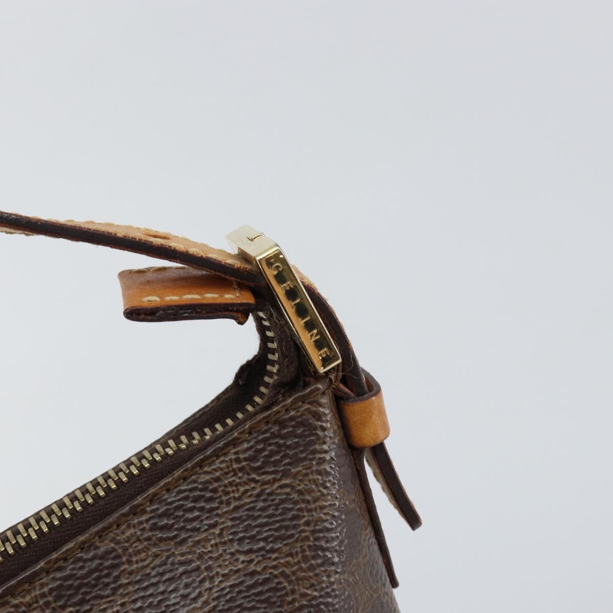 CELINE Macadam Canvas Shoulder Bag PVC Leather Brown Gold Auth 149367