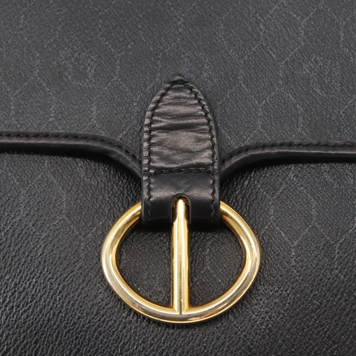 Christian Dior Honeycomb Canvas Hand Bag PVC 2way Black Gold Auth 149368