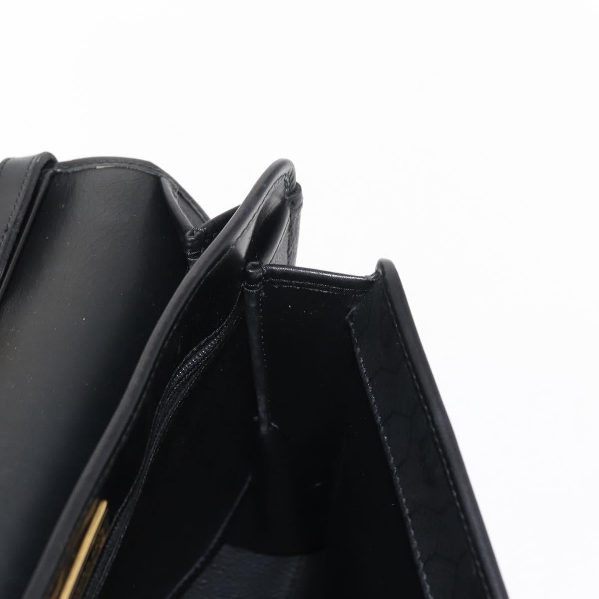 Christian Dior Honeycomb Canvas Hand Bag PVC 2way Black Gold Auth 149368