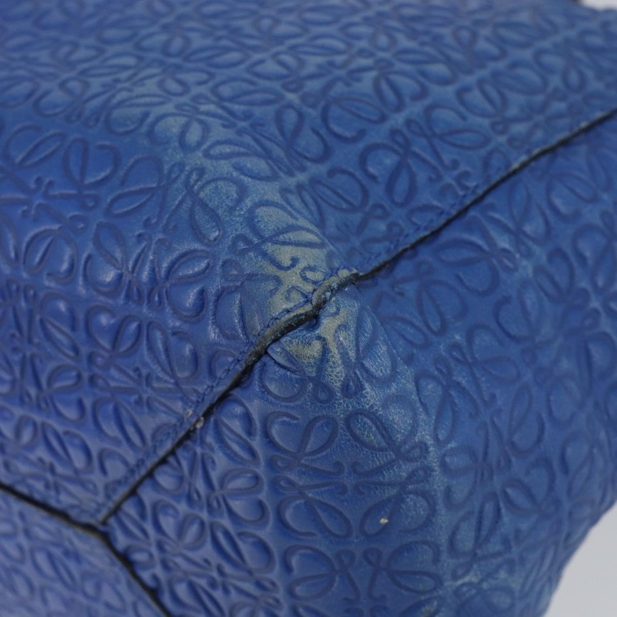 LOEWE Anagram Tote Bag Leather Blue Auth 149375