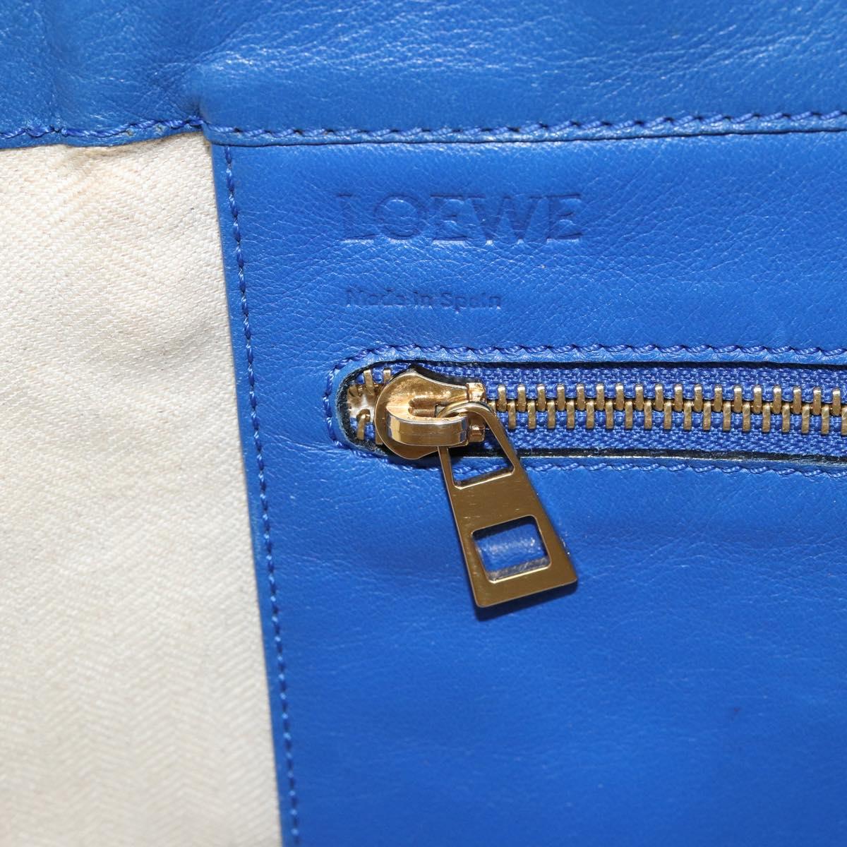LOEWE Anagram Tote Bag Leather Blue Auth 149375