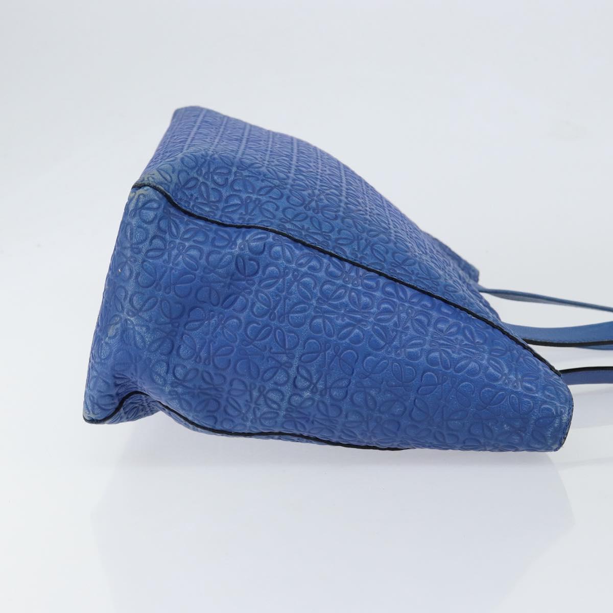 LOEWE Anagram Tote Bag Leather Blue Auth 149375