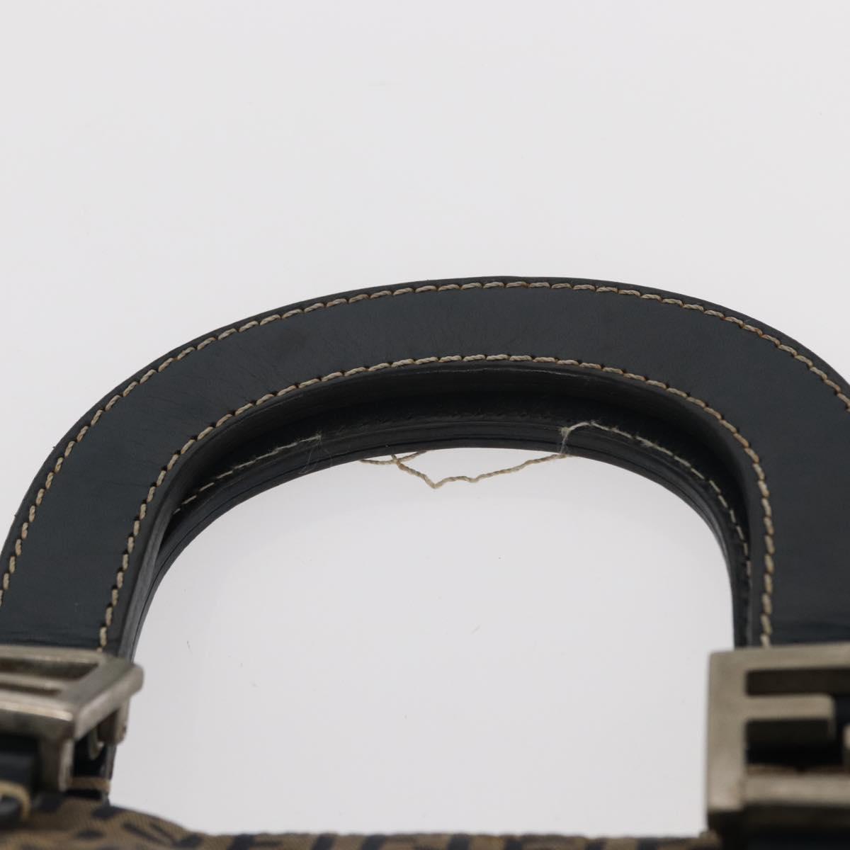 FENDI Zucchino Canvas Hand Bag Navy Silver Auth 149376