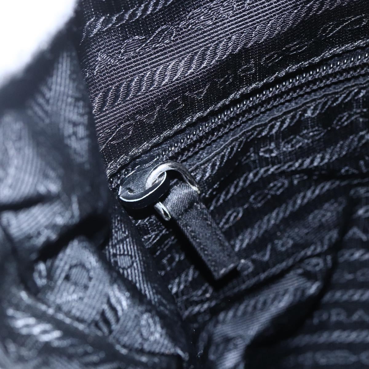 PRADA Shoulder Bag Nylon Black Silver Auth 149378