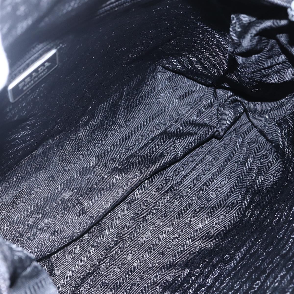 PRADA Shoulder Bag Nylon Black Silver Auth 149378