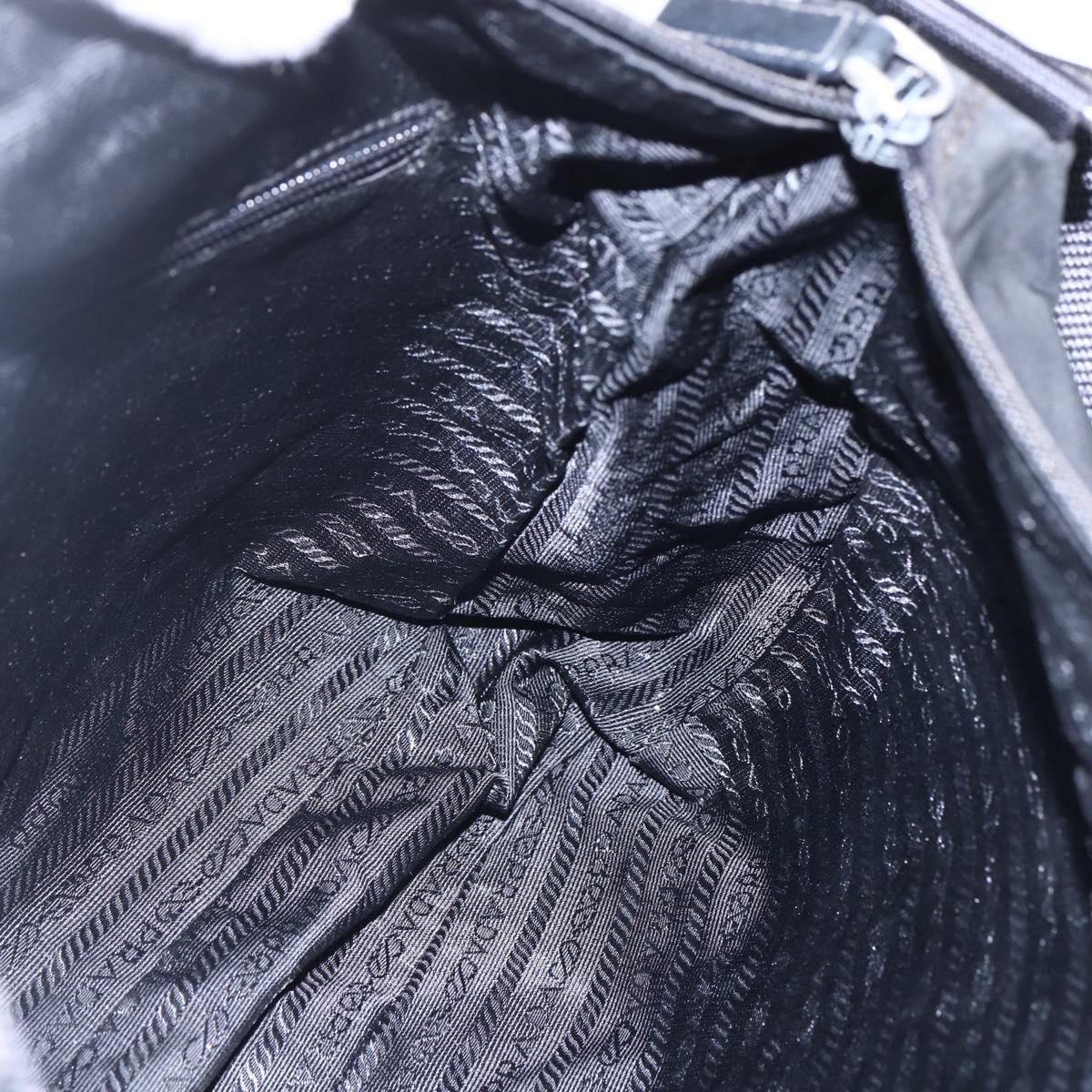 PRADA Shoulder Bag Nylon Black Silver Auth 149378