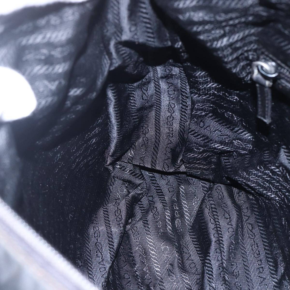 PRADA Shoulder Bag Nylon Black Silver Auth 149378