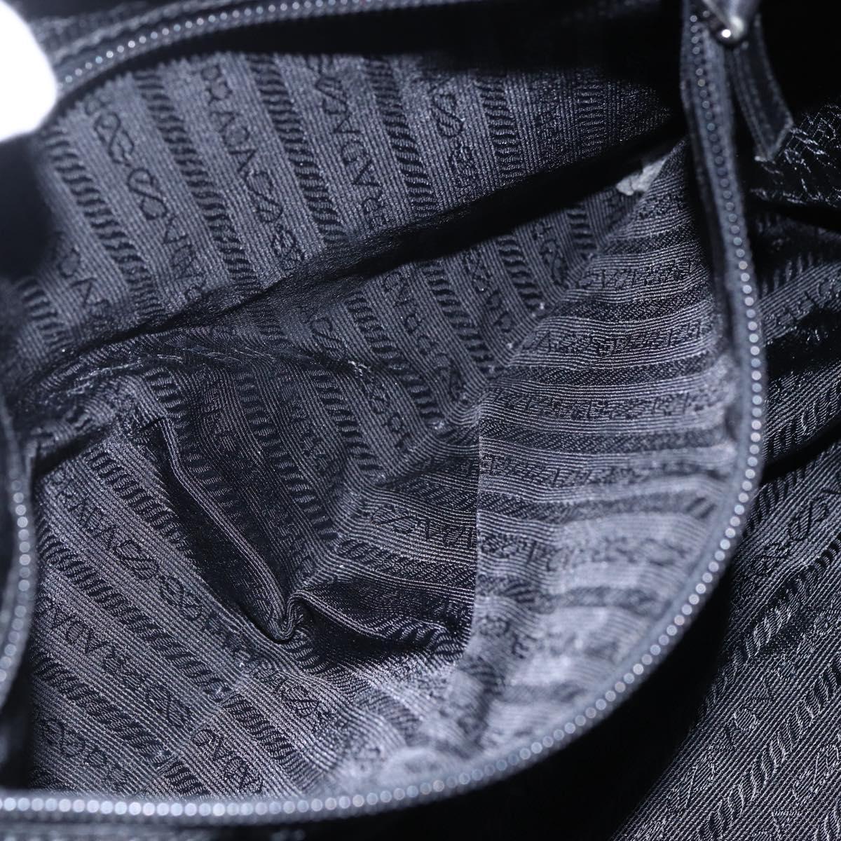 PRADA Shoulder Bag Nylon Black Silver Auth 149378