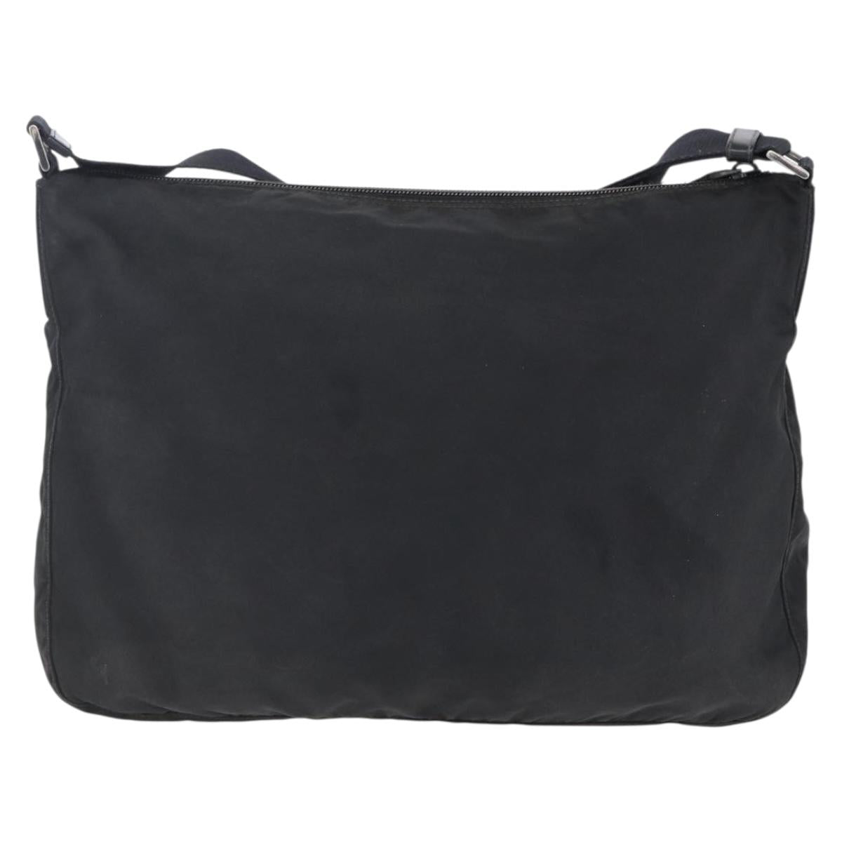 PRADA Shoulder Bag Nylon Black Silver Auth 149378
