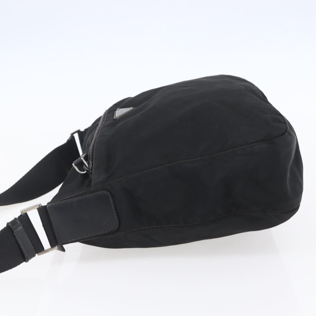 PRADA Shoulder Bag Nylon Black Silver Auth 149378