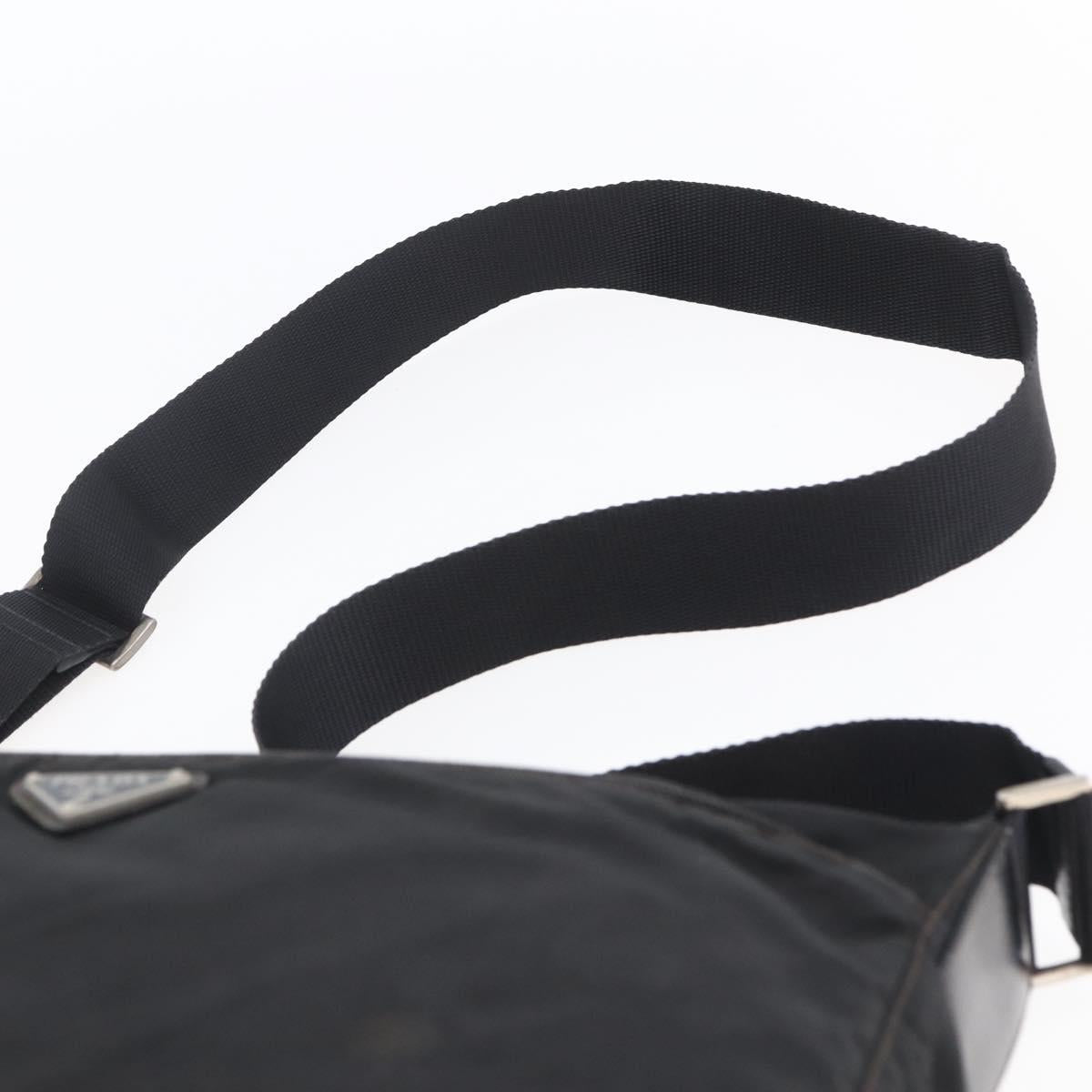 PRADA Shoulder Bag Nylon Black Silver Auth 149378