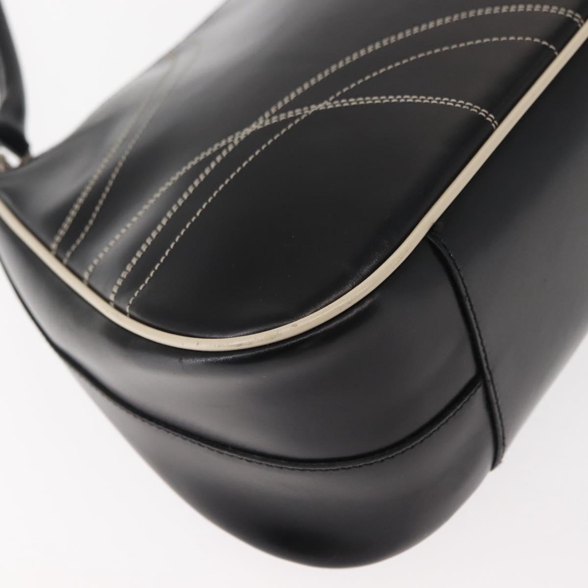 PRADA Shoulder Bag Leather Black Silver Auth 149386