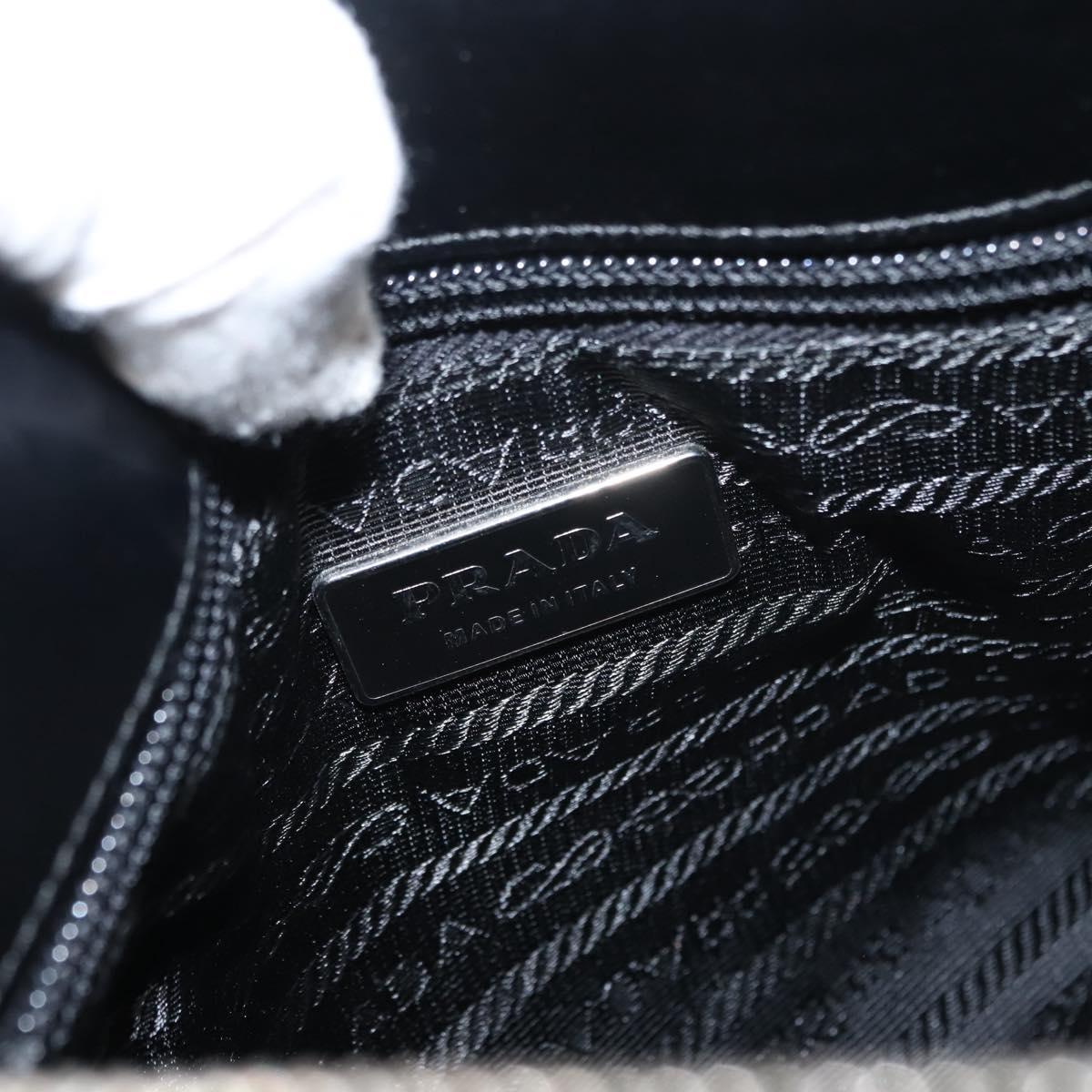 PRADA Shoulder Bag Leather Black Silver Auth 149386