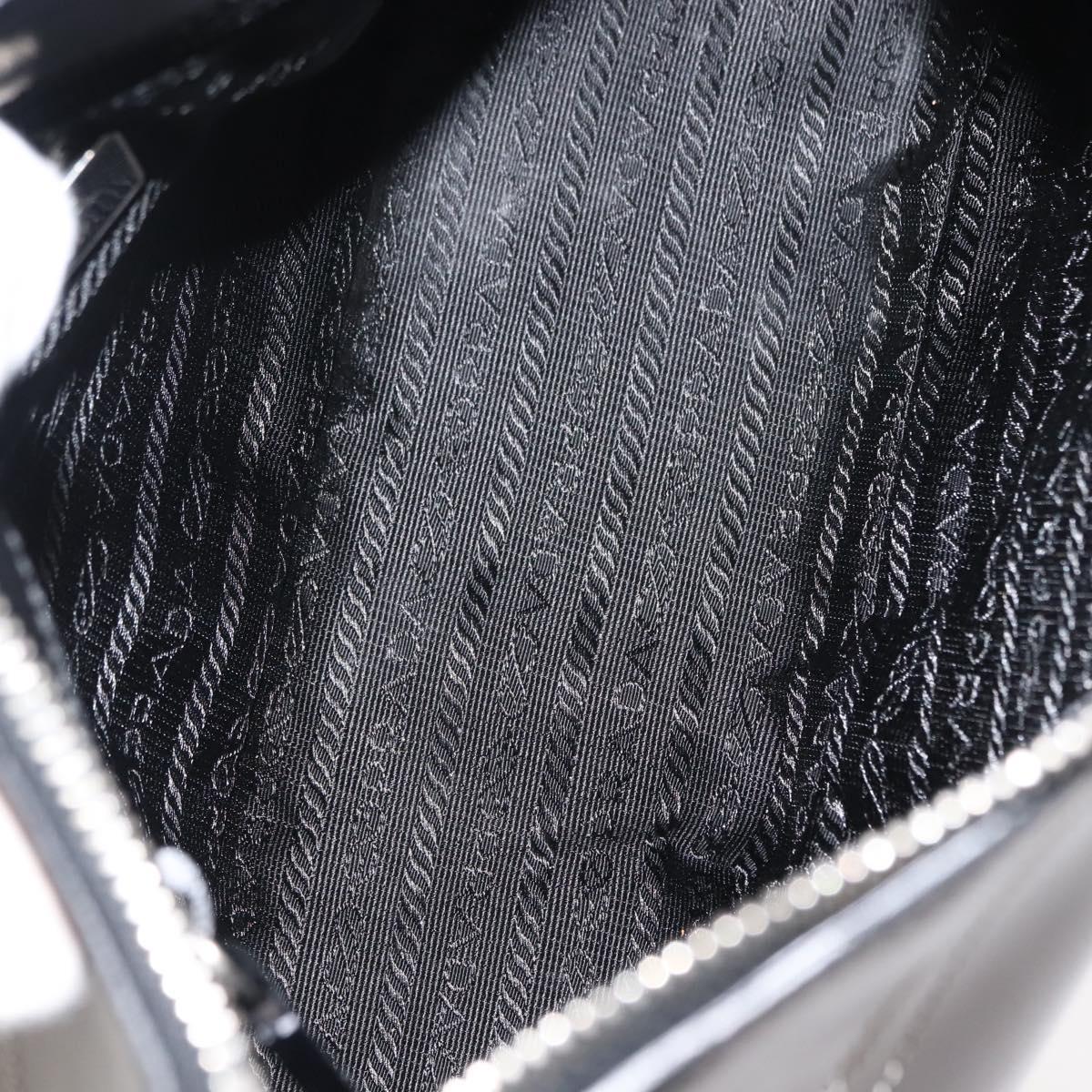 PRADA Shoulder Bag Leather Black Silver Auth 149386