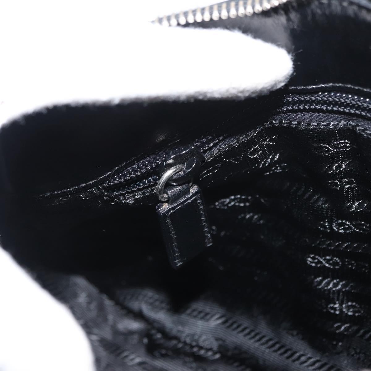 PRADA Shoulder Bag Leather Black Silver Auth 149386