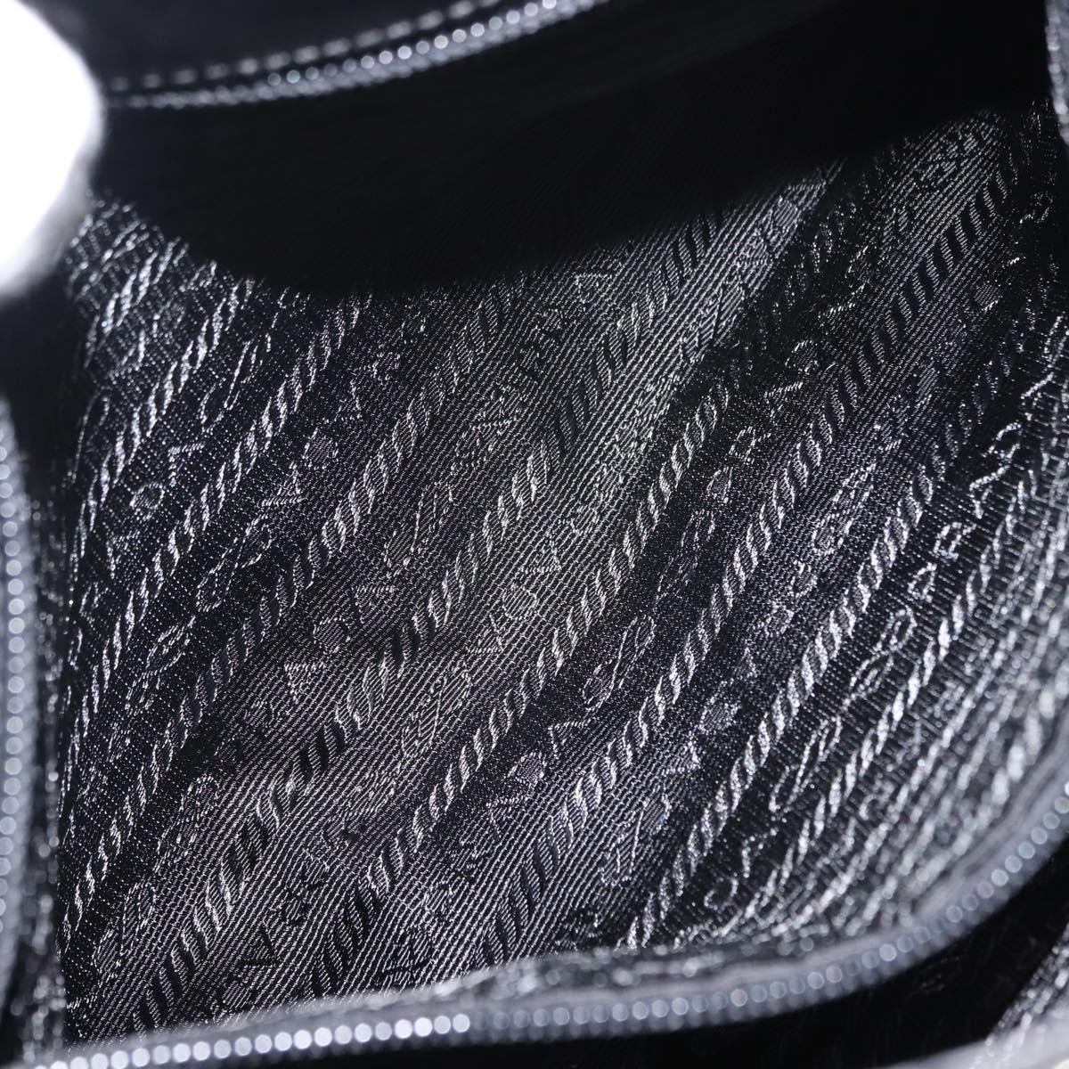PRADA Shoulder Bag Leather Black Silver Auth 149386