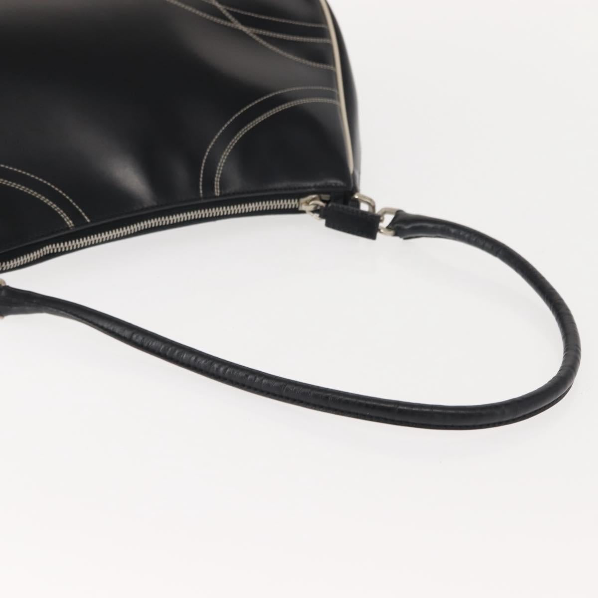 PRADA Shoulder Bag Leather Black Silver Auth 149386
